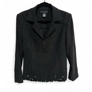 Natural Impressions Women's Black Blazer with Floral Details